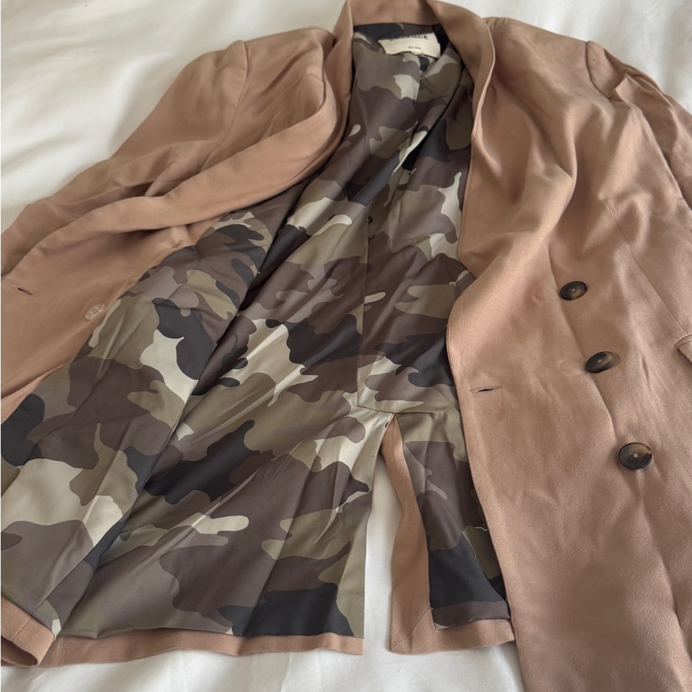 L'AGENCE Tan Blazer with Camouflage Lining